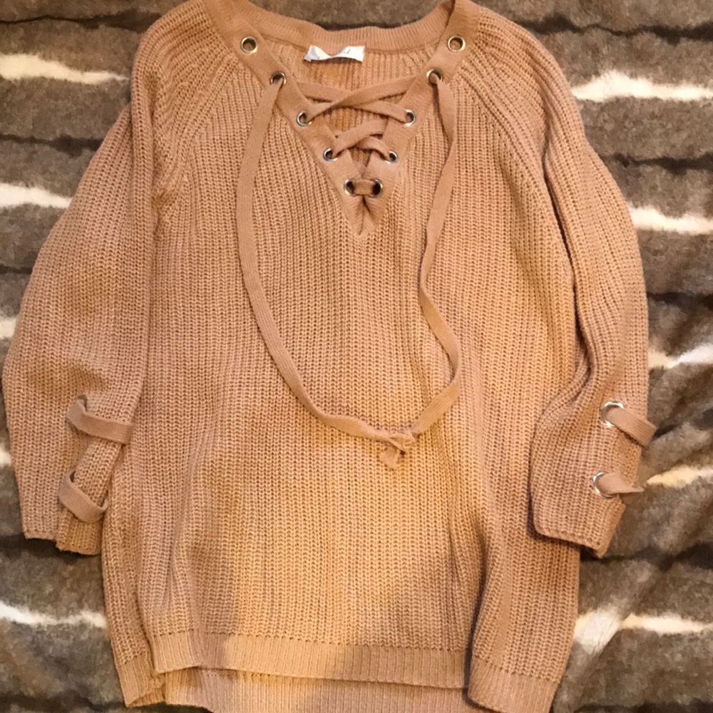Lace up sweater